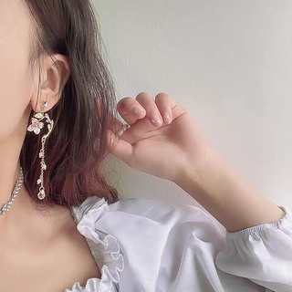 Bông Tai Hoa Đính Ngọc Trai Phong Cách Retro