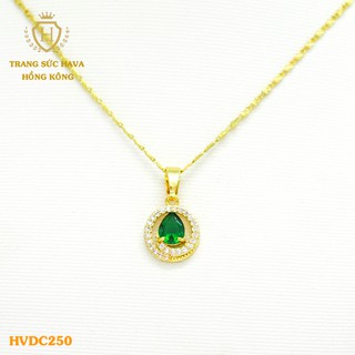 Dây Chuyền, Vòng Cổ Nữ Mặt Đính Đá, Titan Xi Mạ Vàng Non 24k Cao Cấp - Trang Sức Hava Hong Kong