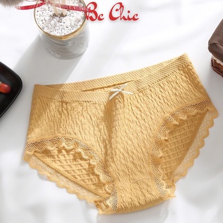 Quần lót nhăn Q 102 viền ren đính nơ thông hơi co giãn kháng khuẩn BC_CHIC LINGERIE