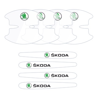 Set 8 Phim Dán Trong Suốt Bảo Vệ Tay Cầm Cho Xe Ô Tô Skoda Octavia A5 A7 Superb Fabia 2 3 1 Rapid Yeti Citigo Kodiaq Roomster
