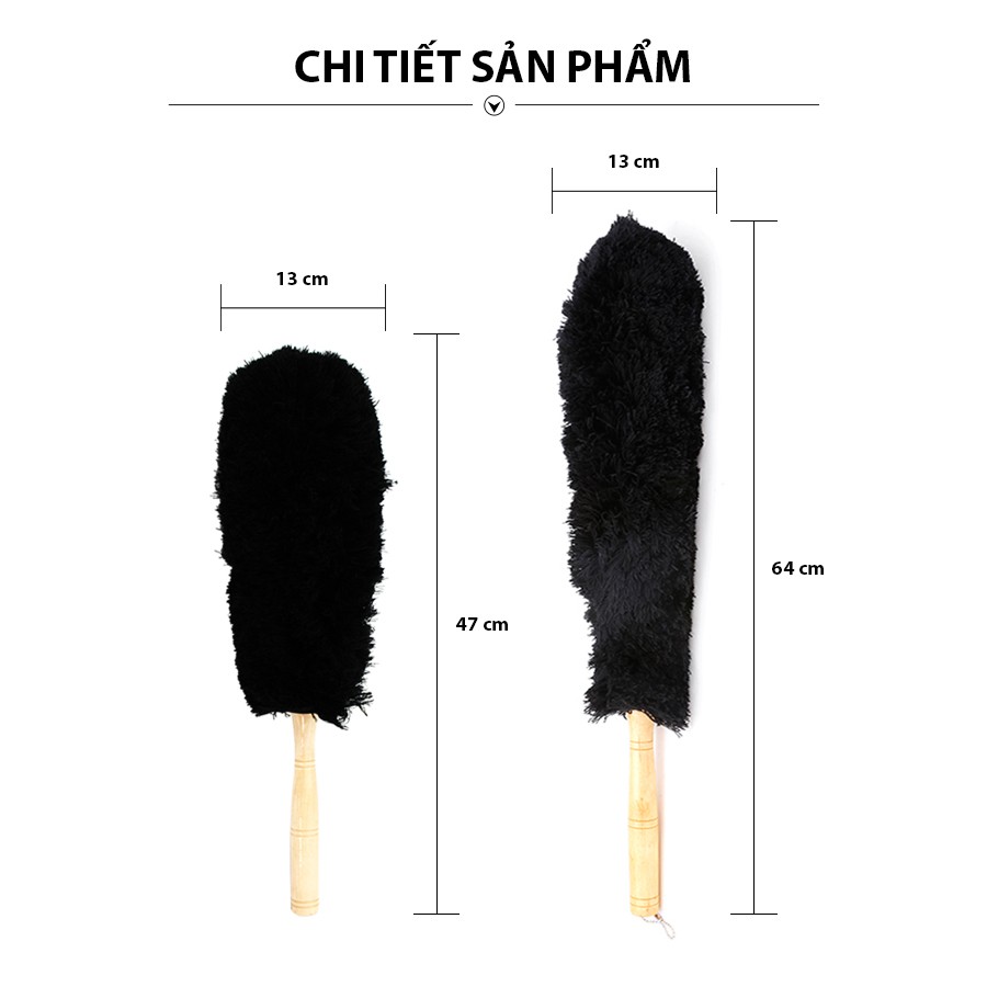 Chổi Quét Bụi Cán Gỗ Ngắn CIND