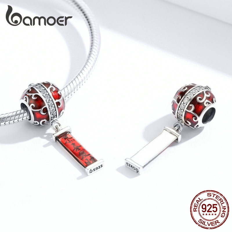 Mặt Trang Trí Bamoer Bằng Bạc 925 Hình Lồng Đèn Để Làm Cho Vòng Đeo Tay Tiện Dụng BSC134