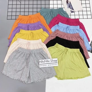 Quần short thun xòe trơn cạp chun, Quần ngủ vải cotton mịn mát co giãn QS0755 - NhiNhi Shop