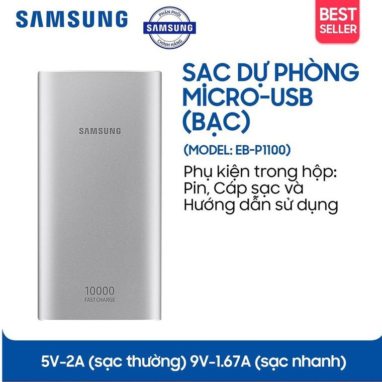 Pin Sạc Dự Phòng Samsung EB-P1100 10000mAh Hỗ Trợ Sạc Nhanh QC 2.0 ...