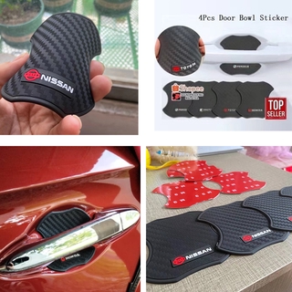 Bộ 4 Miếng Dán Tay Nắm Cửa Xe Hơi Bằng Cao Su Họa Tiết Sợi carbon Cho Toyota Honda Nissan