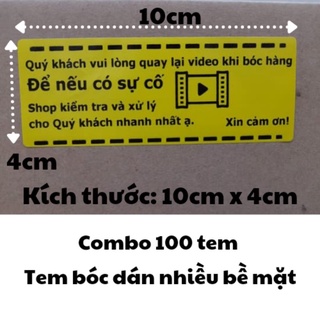 Sét 100 Tem màu vàng note khách quay video có sẵn keo kích thước 10,3 x 4cm