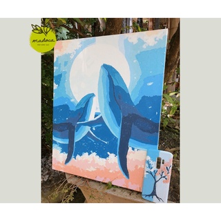 [TỔNG HỢP TRANH] Tranh tô màu số hóa Madoca có khung 40x50cm Cá Heo Xanh
