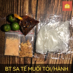 Bánh tráng phơi sương dẻo + SA TẾ + MUỐI NHUYỄN CHAY + TỎI/HÀNH NHÀ LÀM + TẮC