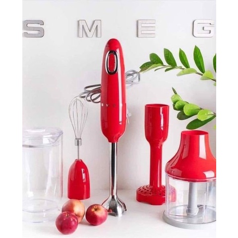 Hand blender 50'S STYLE HBF22RDEU with accessories, red, Smeg