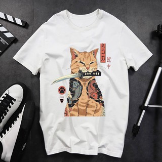 BST Áo thun unisex nam nữ in hình mèo đại ca ngậm kiếm form đẹp vải cotton dày mịn mát 2020T2820