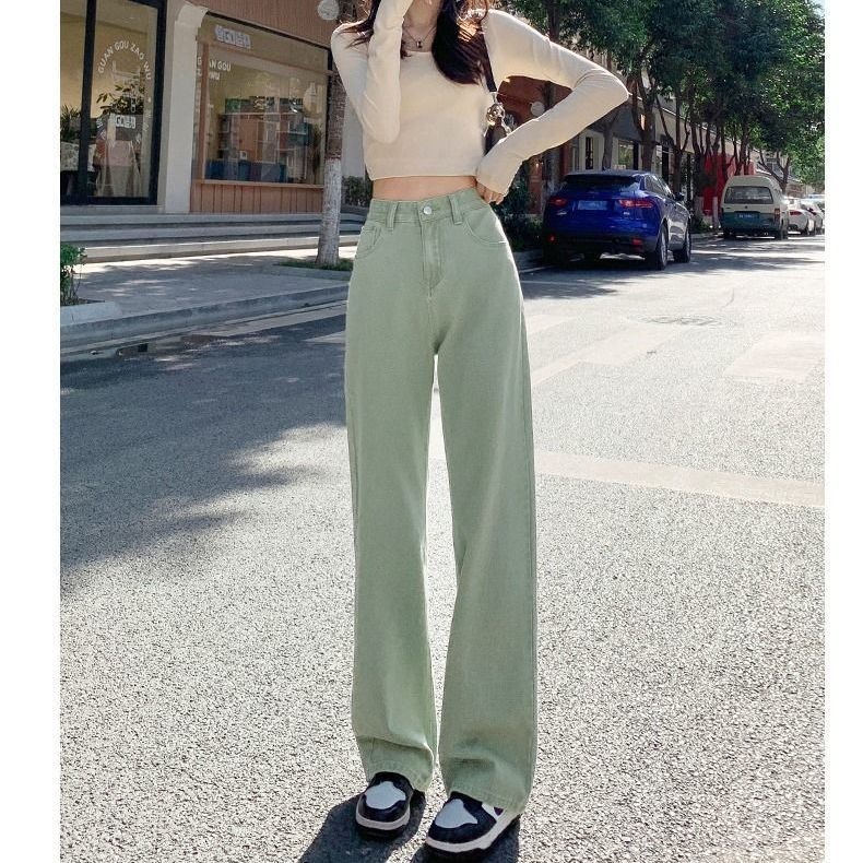 Ảnh Quần jeans DaDuHey phiên bản 2022 Hàn Quốc phong cách hoài cổ eo cao dáng rộng suông dành cho nữ 3