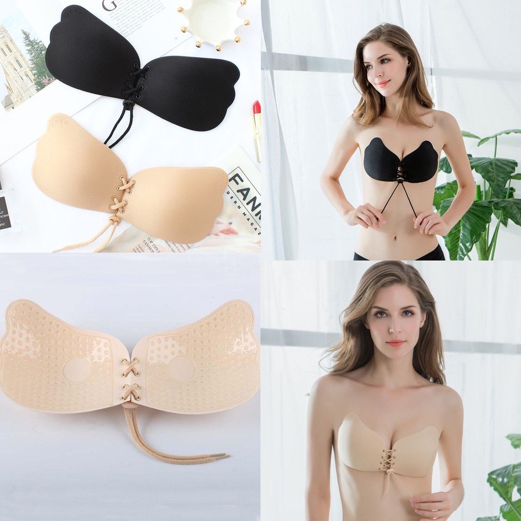 Miếng dán ngực ti nâng ngực, áo dán ngực cánh tiên rút dây ngực tạo khe đẹp 0124