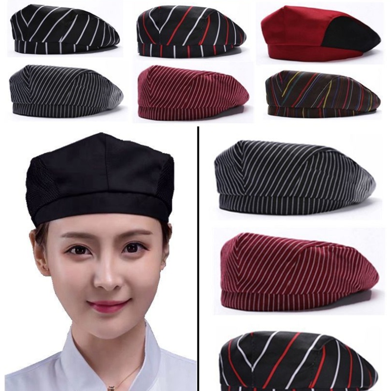 Mũ đầu bếp quán cà phê quầy bar bồi bàn làm việc beret khách sạn quần áo làm việc đầu bếp bồi bàn mũ nướng lưới thoáng khí