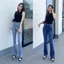 Quần Jeans Loe màu xanh Rách Xước Nhẹ Lưng Cao Tôn Dáng Shop YuRi