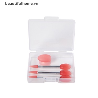 Bộ 3 Cọ Silicone Đắp Mặt Nạ Môi Kèm Vỏ Hút Chống Bụi
