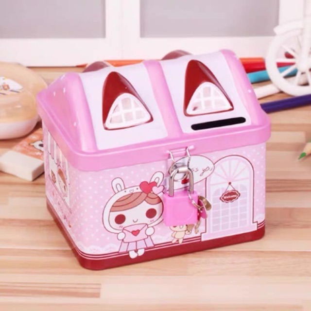 Két sắt min hình ngôi nhà dễ thương , két đựng tiền tiết kiệm cho bé dễ thương cho trẻ