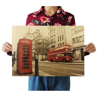 Poster London hình booth London trang trí quán cà phê/điện thoại