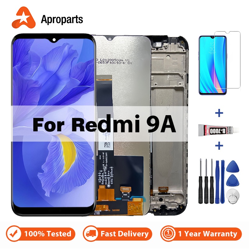 Kit (2 PEZZI) VETRO Compatibile per XIAOMI REDMI 9A / REDMI 9C Pellicola TRASPARENTE VETRO GLASS FULL protezione TOUCH SCREEN TEMPERATO antiurto DISPLAY 9H (NERO