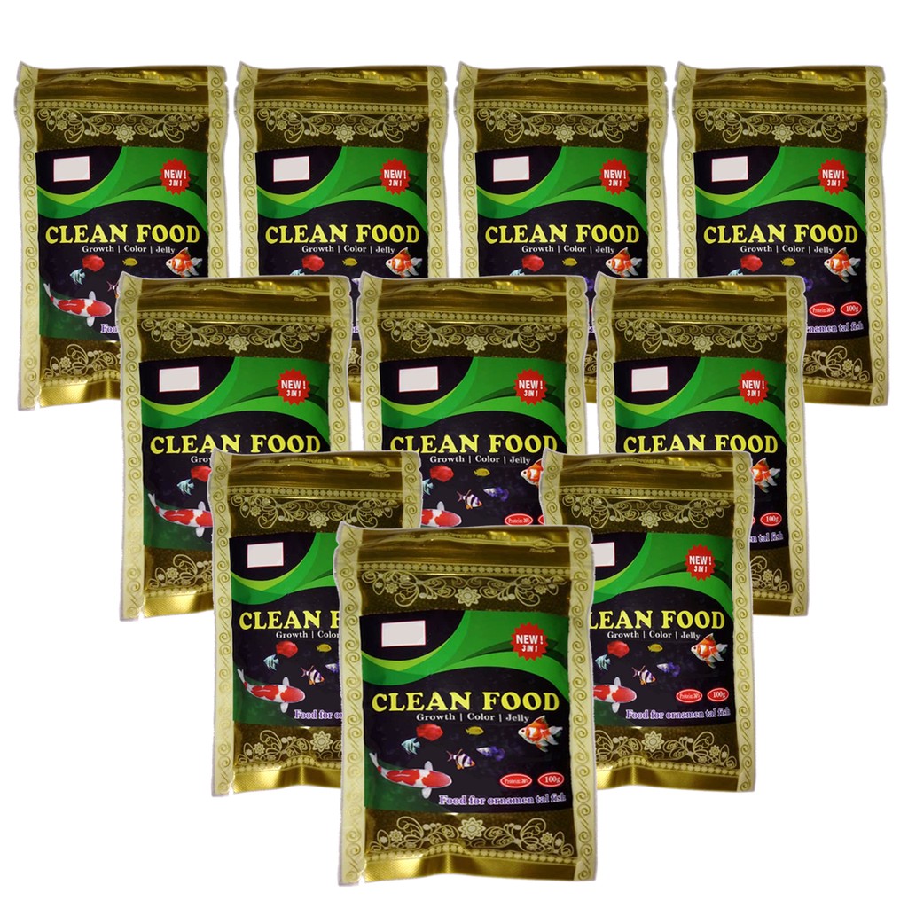 10 gói Thức ăn cho cá, cám cá CLEAN FOOD (100GR/Gói ) cao cấp cho mọi ...
