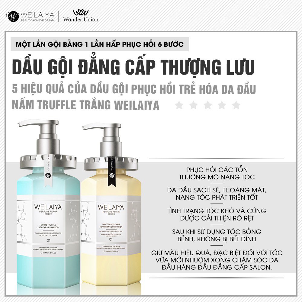 Ảnh Bộ Sản Phẩm Chăm Sóc Tóc và Sữa Tắm Nước Hoa Trắng Da Toàn Thân Weilaiya 450ml 2
