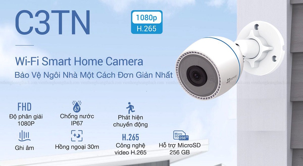 Mô tả camera ip wifi ngoài trời ezviz c3tn / h3c Full HD 1080p 2.0M có mic thu âm BH 2 năm - 1