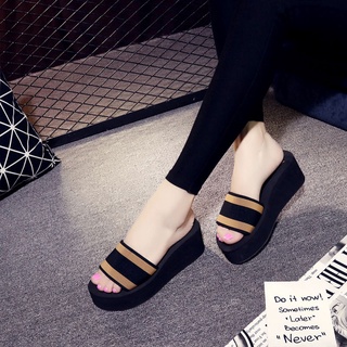 Dép Xốp Dép Nữ Mùa Hè Flip-Flops Cao Gót Đế Dày Chống Trơn Trượt Thời Trang Mặc Ngoài Phiên Bản Hàn Quốc Giày Đi Biển