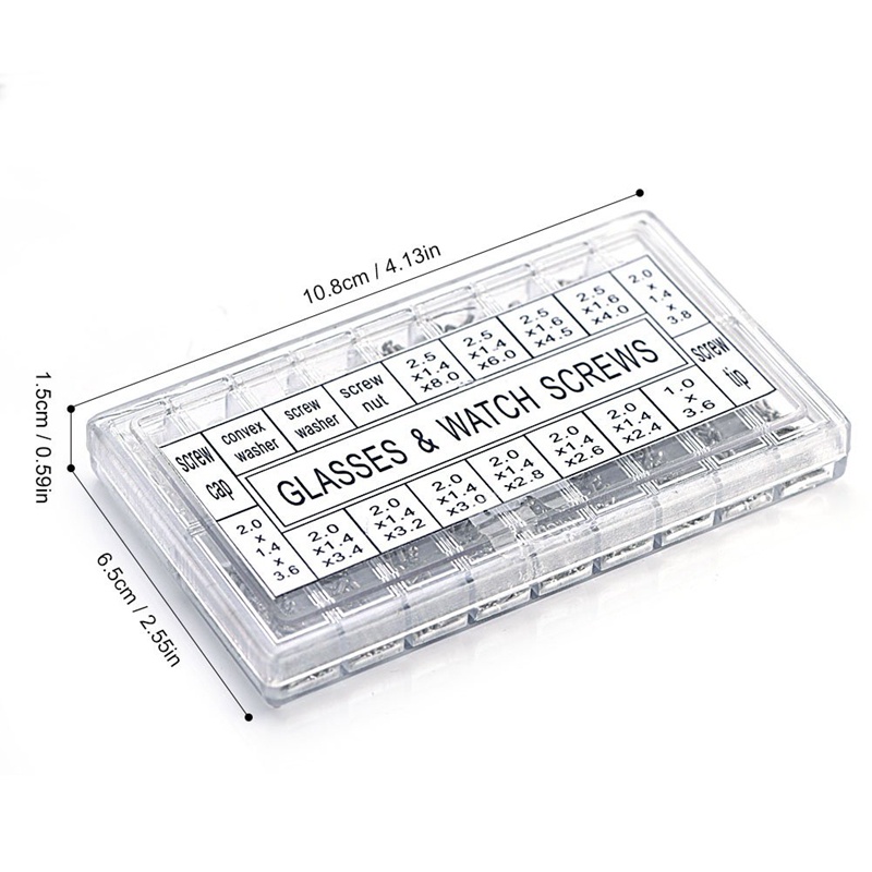 1000 Chiếc Kính Mắt Bằng Thép Không Gỉ Đồng Hồ Sửa Chữa Vít Bộ Thay Thế Bộ Ốc Vít Nhỏ Đai Ốc Các Loại Dụng Cụ Sửa Chữa Bộ