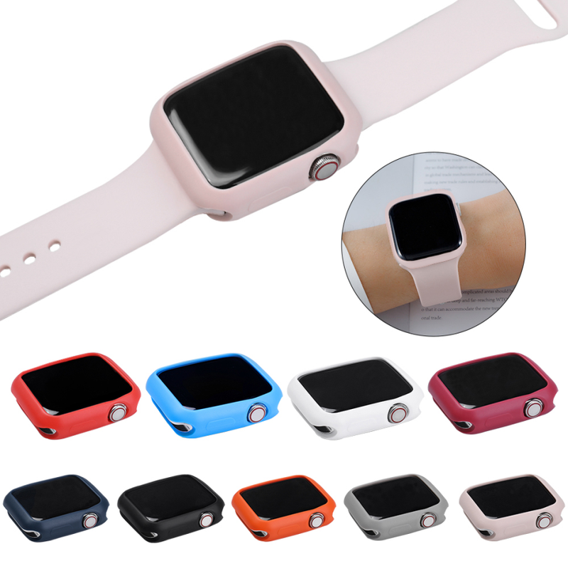 Vỏ bọc đồng hồ thông minh silicone cao su dẻo kích thước 42mm 38mm 40mm 44mm dành cho Apple iWatch 6 5 4 3 2 1