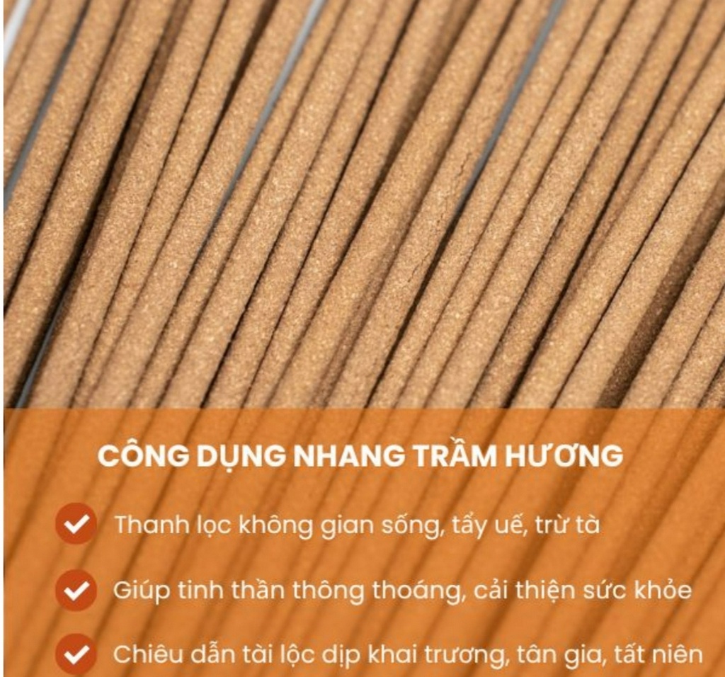 Mô tả Nhang trầm hương sạch Thiên Mộc Hương 8 - 12 năm tích trầm, ít khói, thơm nhẹ, dễ chịu, dài 30cm - 2