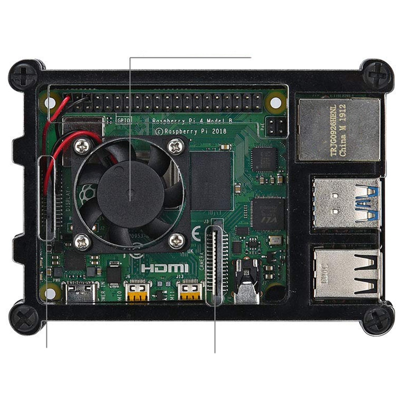 Vỏ Nhựa Acrylic Trong / Trong / Đen Cho Raspberry Pi 4 Model B, Quạt Tản Nhiệt Raspberry Pi 4b