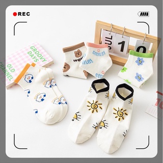 Set 5 Đôi Tất Nữ Cotton Smile Phối Hình Dễ Thương..