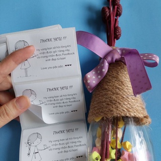100 tem dán thank you, lời nhắn gửi khách hàng có sẵn keo dán kích thước 7x5cm