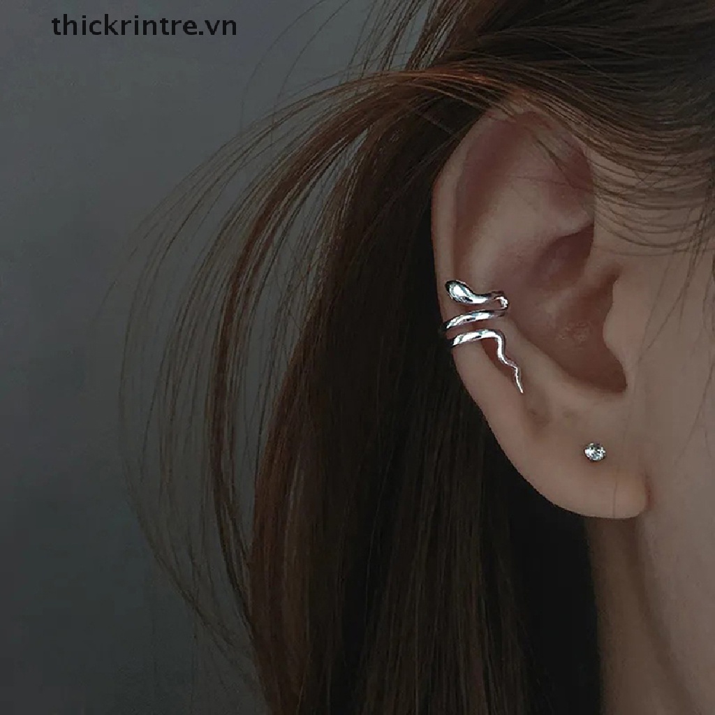 Khuyên Kẹp Vành Tai Giả Da Rắn Không Cần Bấm Lỗ Phong Cách Punk Cá Tính Cho Nam Nữ