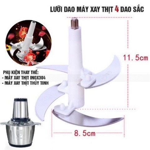 Máy Xay Thịt Đa Năng Food Processor (2l) Cối Xay Inox 4 Lưỡi- Máy xay cầm tay công suất 250W