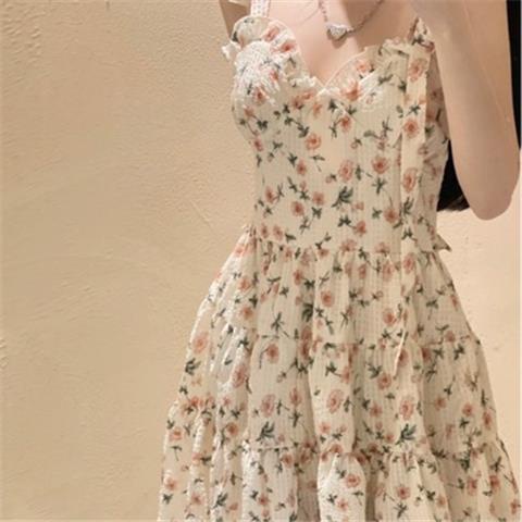 Đầm hoa hai dây thời trang đi biển ngọt ngào cho nữ