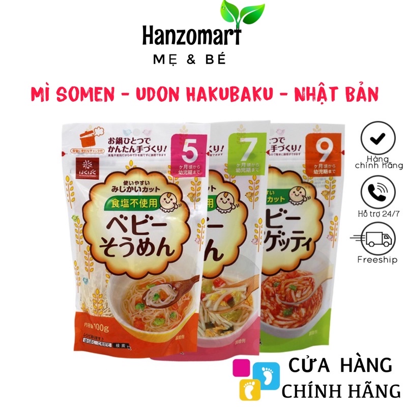 Mì somen cho bé Tách Muối Hakubaku 100g Nhật Cho Bé Ăn Dặm Ăn Ngon An Toàn Dễ Tiêu Hóa Cho Bé