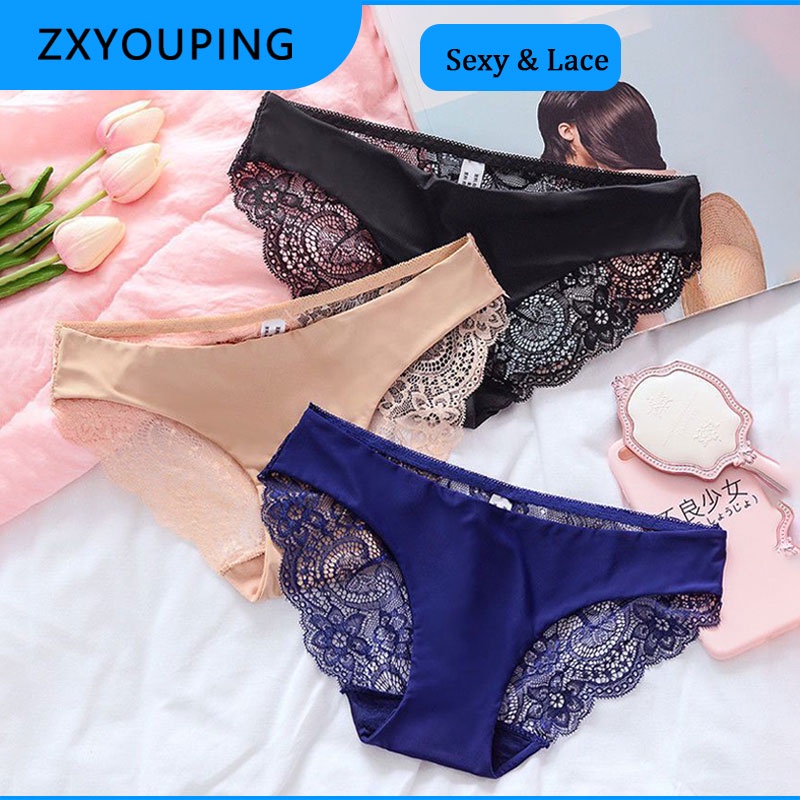 Bộ 1 / 3 Quần Lót Ren Mềm Mại Quyến Rũ Cho Nữ Size S-XXL