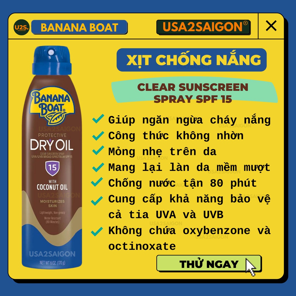 Dầu phơi nắng BANANA BOAT DEEP TANNING DRY OIL SPRAY SPF 15 Shopee