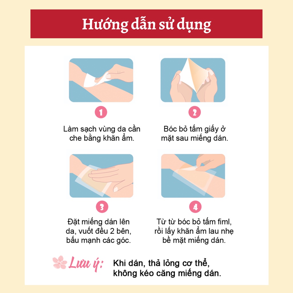 Miếng dán che sẹo lâu năm Japan siêu mỏng chống nước, nhiều màu đa dang kích thước