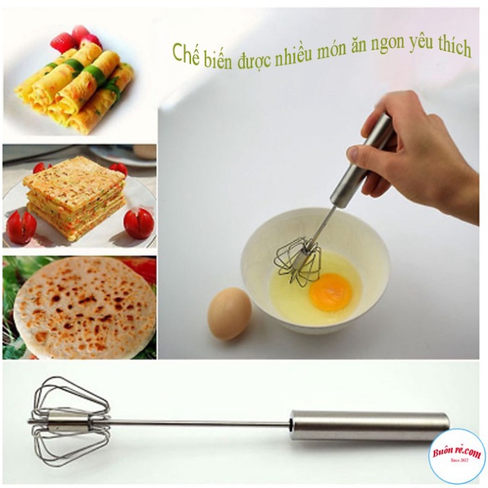 Dụng Cụ Cây Đánh Trứng Inox Có Trục Xoay Tự Động Nhỏ Gọn Tiện Dụng