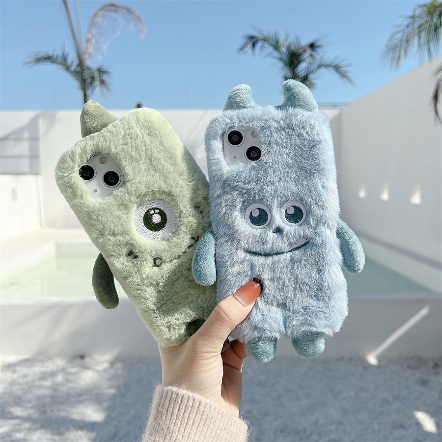 Dành Cho iPhone 16 15 14 13 Pro Max 12 Pro Max 11 Pro Max 13 12 Mini 6 6S 7 8 14 15 16 Plus X XR XS Max Ngộ nghĩnh Dễ Thương 3D Quái Vật Nhỏ Sang Trọng Lông Thú Ốp Lưng Điện Thoại