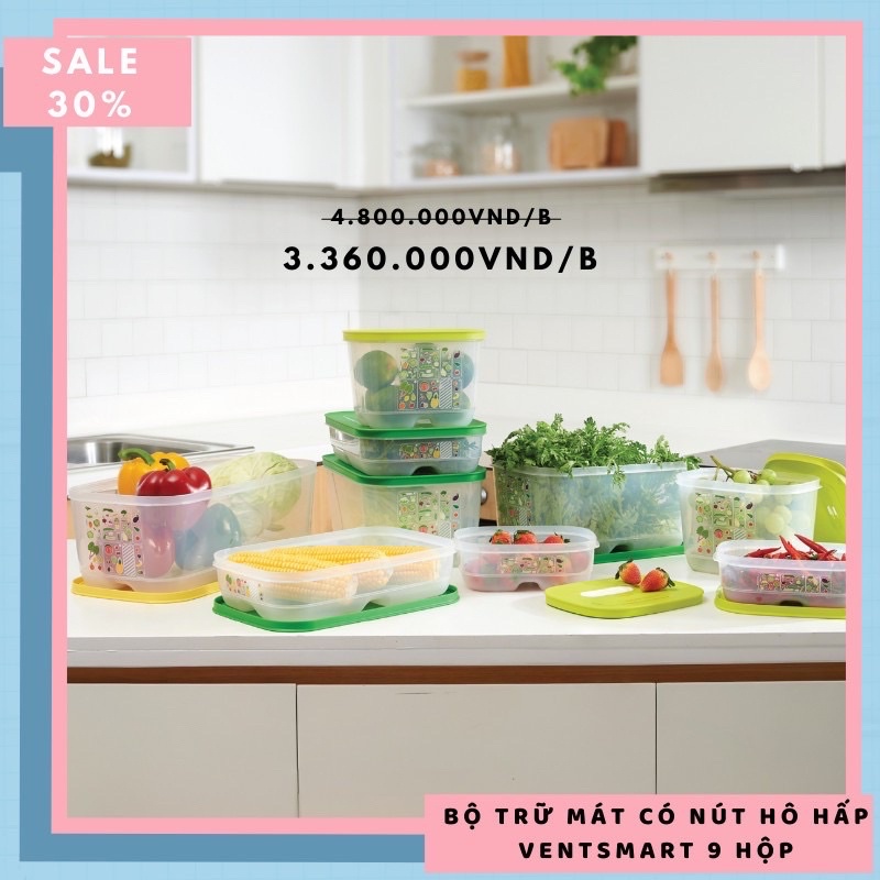 BỘ HỘP TRỮ MÁT CÓ NÚT HÔ HẤP TUPPERWARE VENTSMART 9 | Shopee Việt Nam