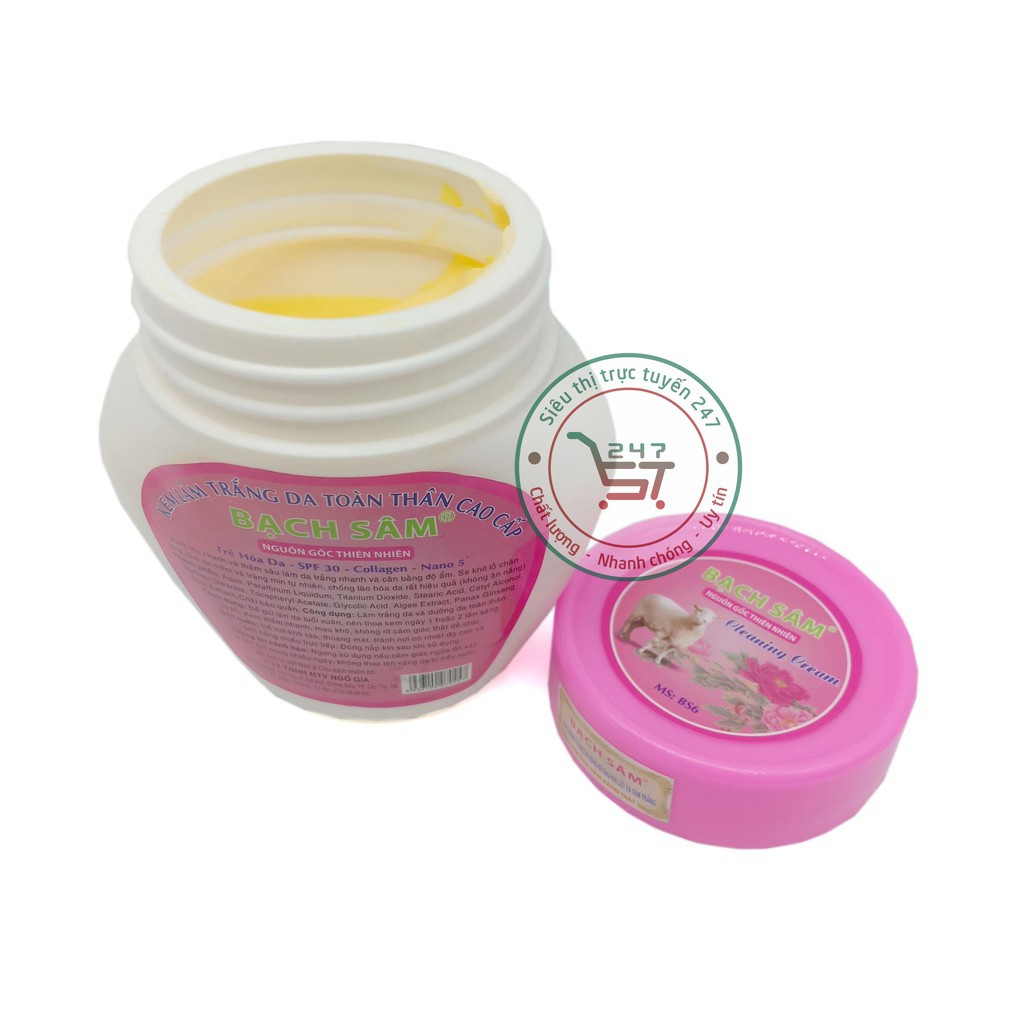 Kem body Trắng da toàn thân Giữ ẩm ngừa Lão hóa Se khít lỗ chân lông Bạch Sâm BS6 180g (Trắng Hồng)