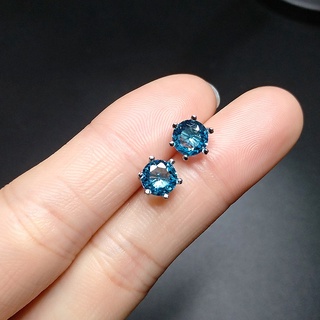♥ Bông tai sáu móng tay cổ điển nhiều màu nguyên bản Thạch anh tím Trang sức Sapphire đơn giản
