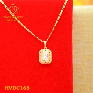 Dây Chuyền, Vòng Cổ Nữ Mặt Đính Đá Màu Trắng Xi Mạ Vàng Non Cao Cấp - Trang Sức Hava Hong Kong