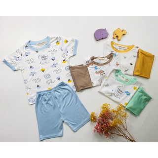 Đồ bộ bé trai Bộ Minky Mom cộc tai bé trai Bộ thun lạnh bé trai in hình MK01