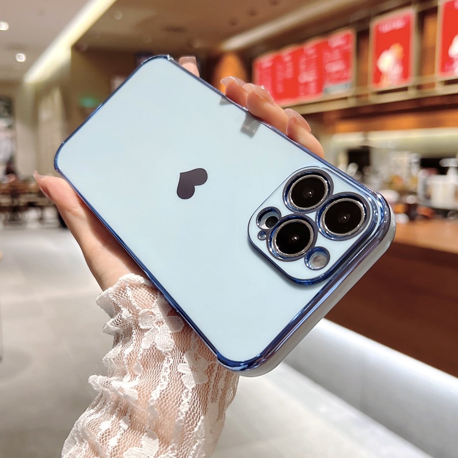 Sang Trọng Ốp Điện Thoại Nhựa Cứng In Hình Trái Tim Mạ Màu Cho iphone 15 14 pro max 15 14 plus