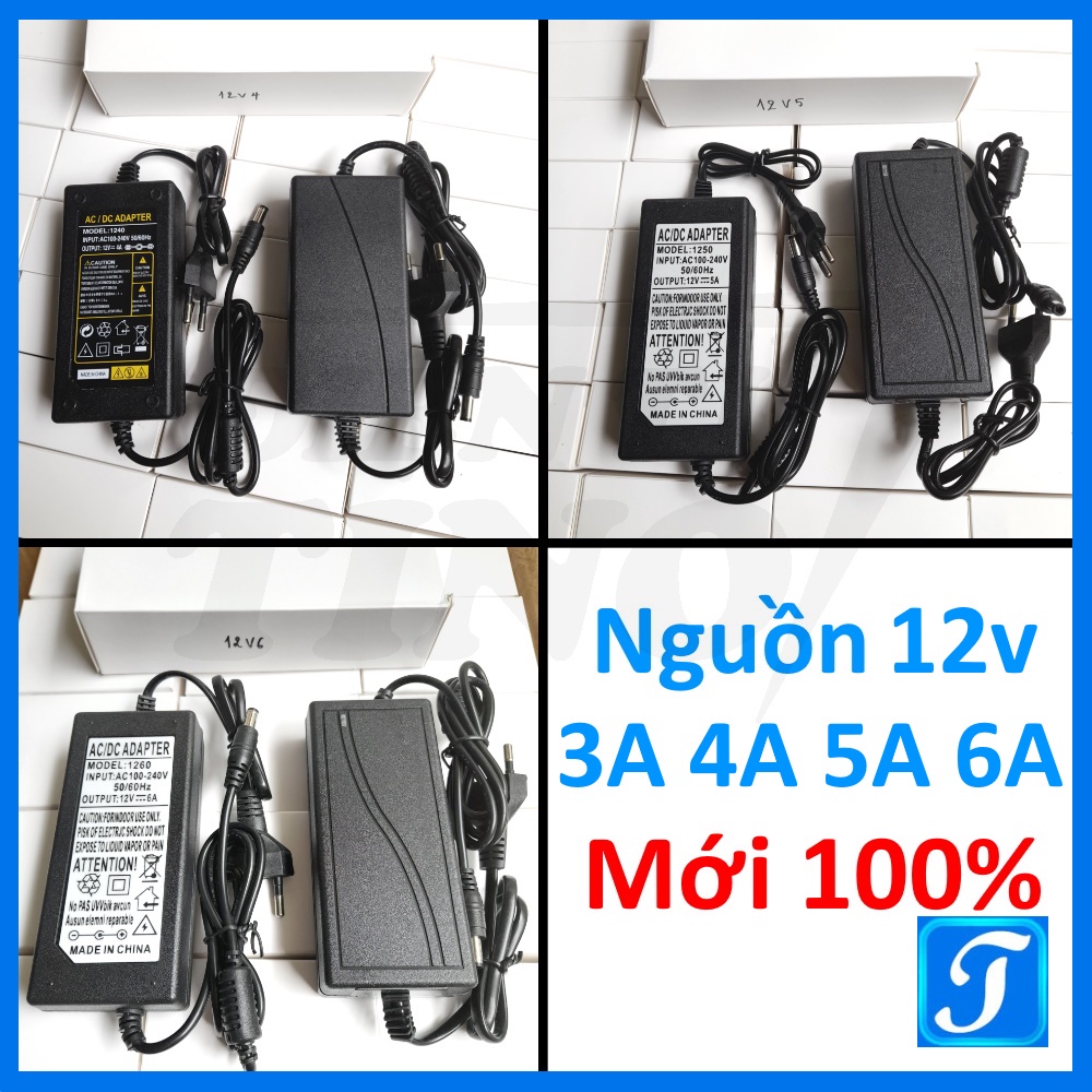 Bộ Chuyển Đổi Nguồn 220v Ac 12v Dc Adapter 12v 3a 4a 5a 6a Vỏ Nhựa Jack