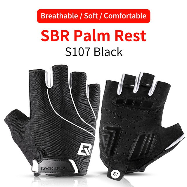 Găng tay nửa ngón đi xe đạp ROCKBROS dành cho nam và nữ ngoài trời thoáng khí chống trượt Găng tay xe đạp leo núi hấp thụ sốc