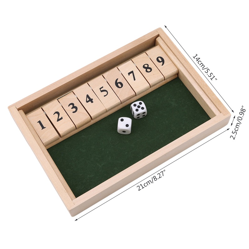 Đồ chơi board game học toán Shut The Box bằng gỗ với 2 xúc xắc và 9 khối chữ số cho bé